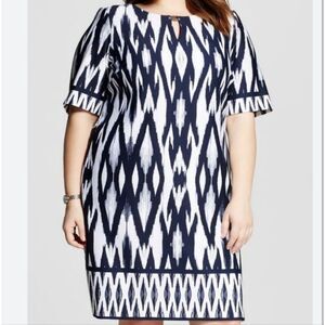 Sandra Darren Navy/White Midi Dress